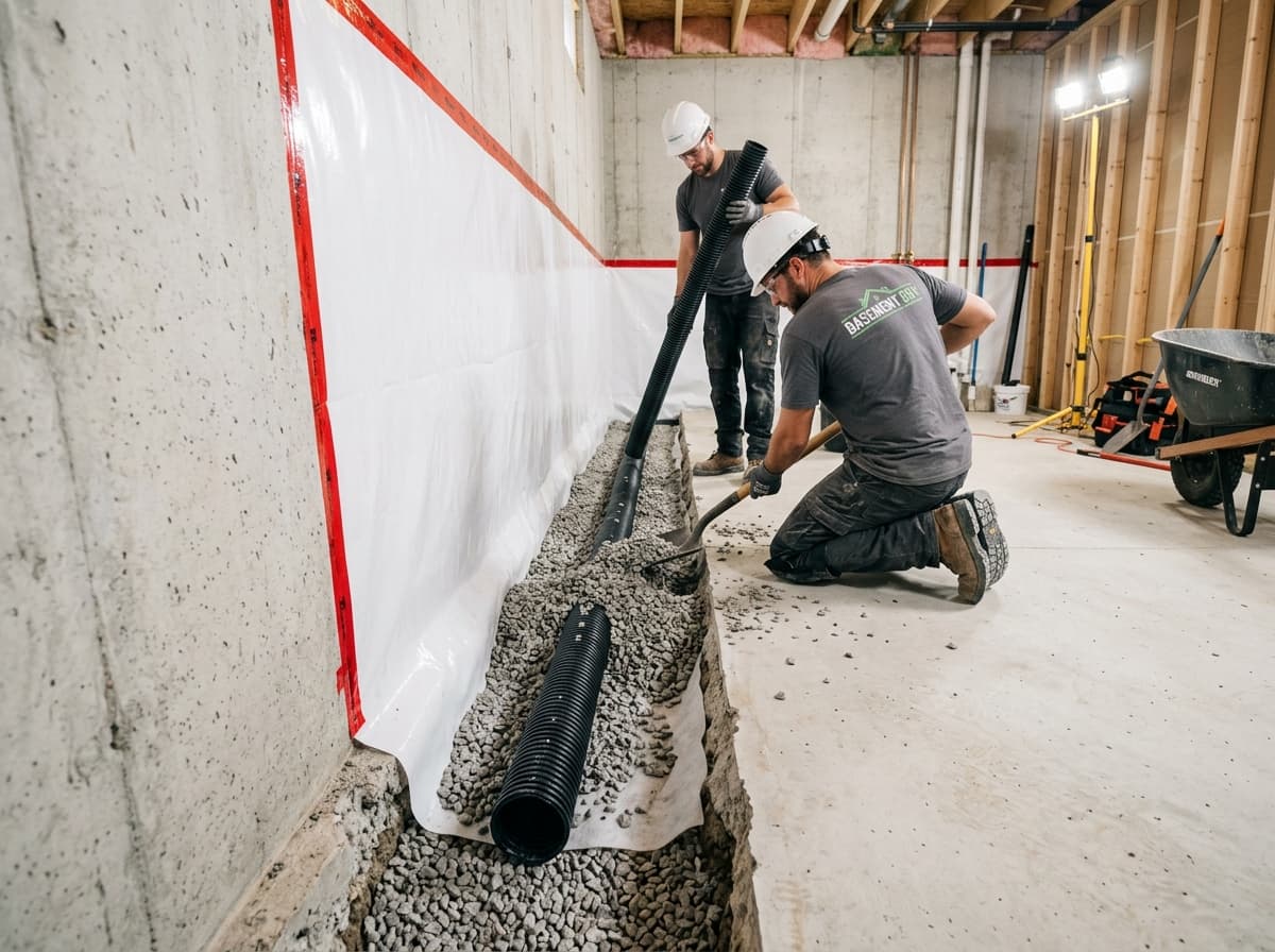 Walkerville Full Interior Drainage & Vapor Barrier — completed installation